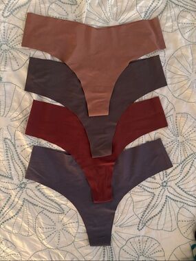 Women’s Seamless Thong Panty Set - Neutral, Charcoal, Burgundy, Taupe